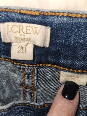 J. Crew Blue High-Rise Women's Jeans with Contrast Gold Stitching,size 29